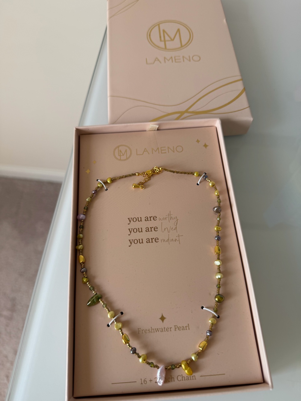 Beaded Gold Pearl Necklace